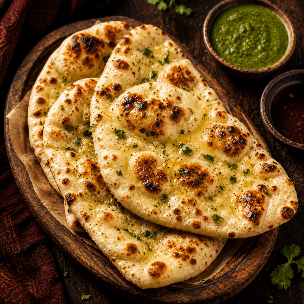 Fresh tandoori naan bread
